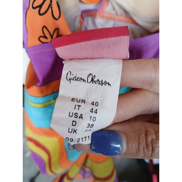 Gideon Oberson Printed Plunge Neck One Piece Swimsuit Size 10 Multi Color - Picture 5 of 8